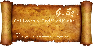 Gallovits Szörénke névjegykártya